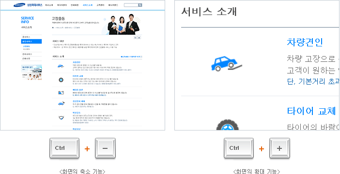 Ctrl과-를 함께 누르면 화면이 축소가 되며 Ctrl과+를 함게 누르면 화면이 확대가 됩니다. 